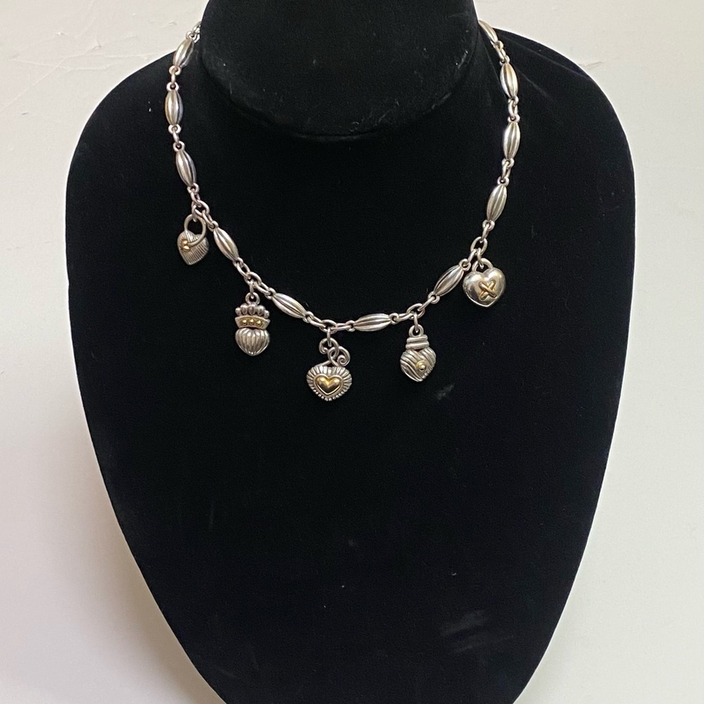 Brighton Crown Heart Two Tone Charm Necklace